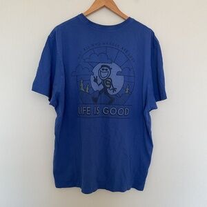 Life Is Good Not All Who Wander Are Lost Jack Hiking Blue Classic T-Shirt Sz XXL